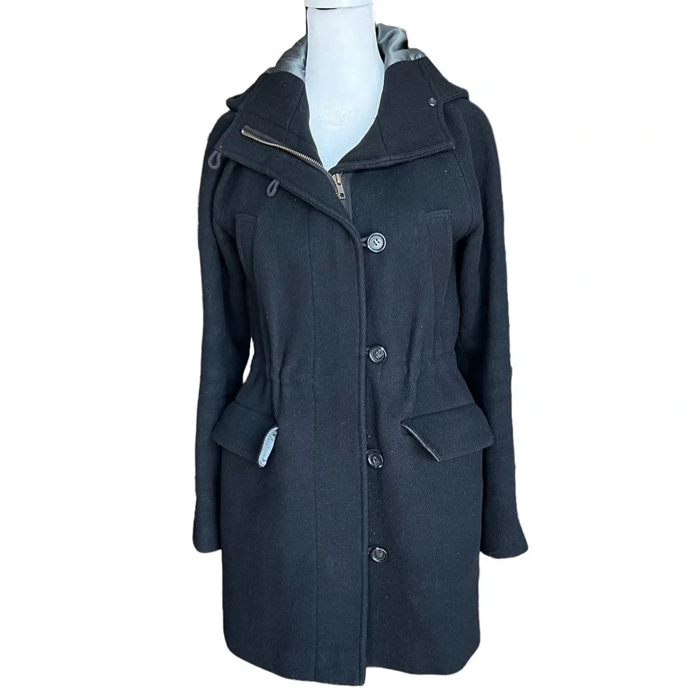 J. CREW Stadium Cloth Nello Gori Wool Duffle Hooded Pea Coat - Picture 2 of 7